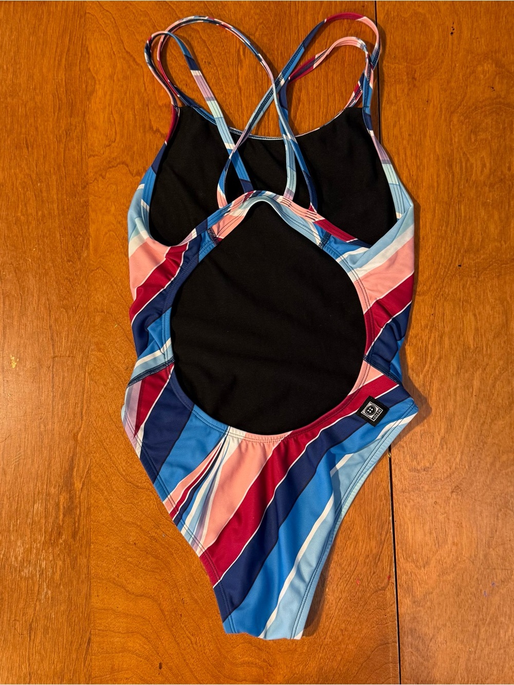 Jolyn Clothing Striped One-Piece Swimsuit - Blue, Pink, Red